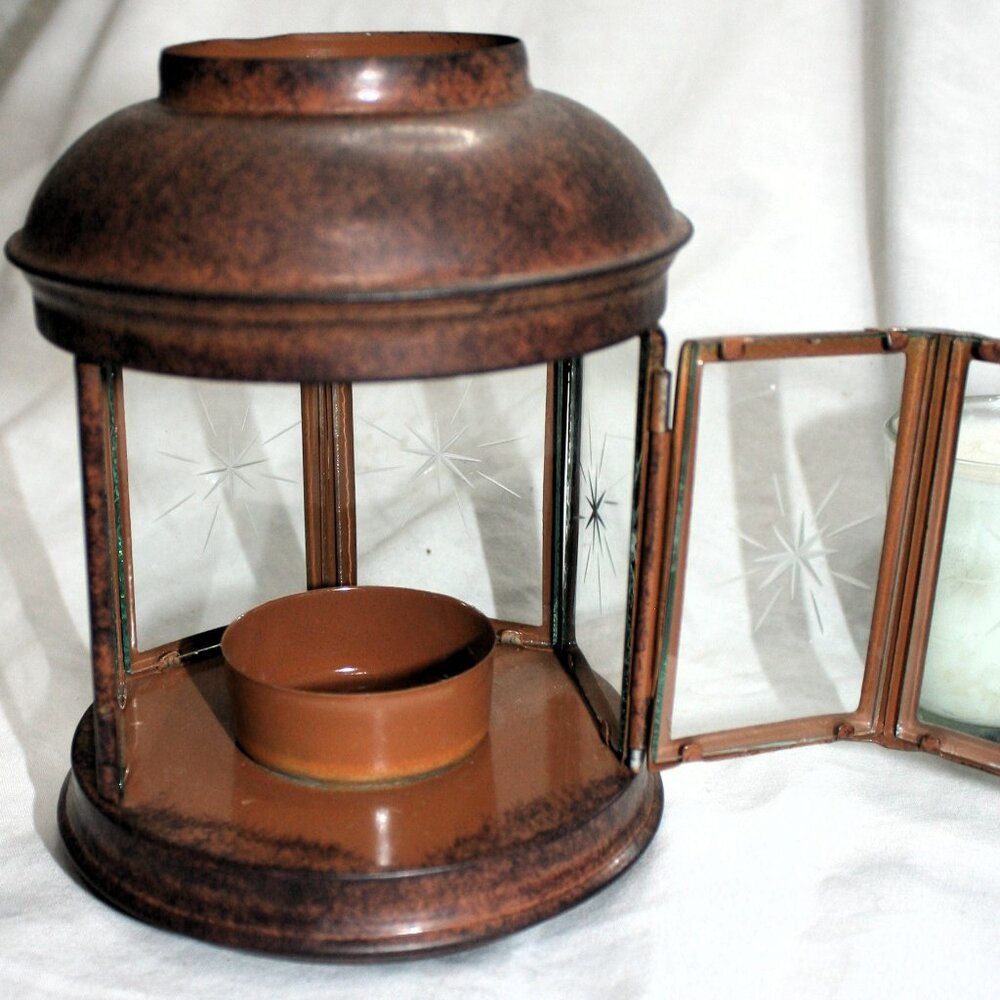 Vintage Yankee Candle Glass & Metal Tea Light Candle Lanterns - Set of 2 - Picture 7 of 12